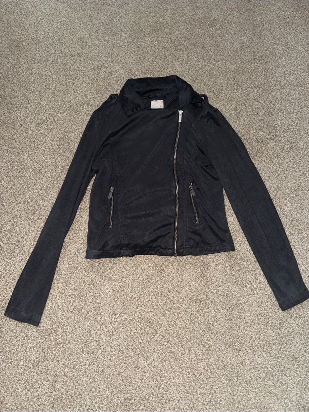 LC Lauren Conrad Navy Blue Asymmetrical Zip Moto Jacket